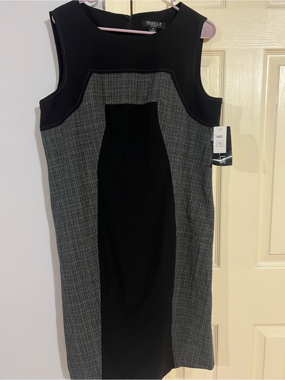 Tribal Black and Gray Paneled Midi Dress